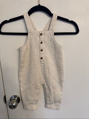 Old Navy Heather Cream Knit Baby Overalls with Front Buttons
